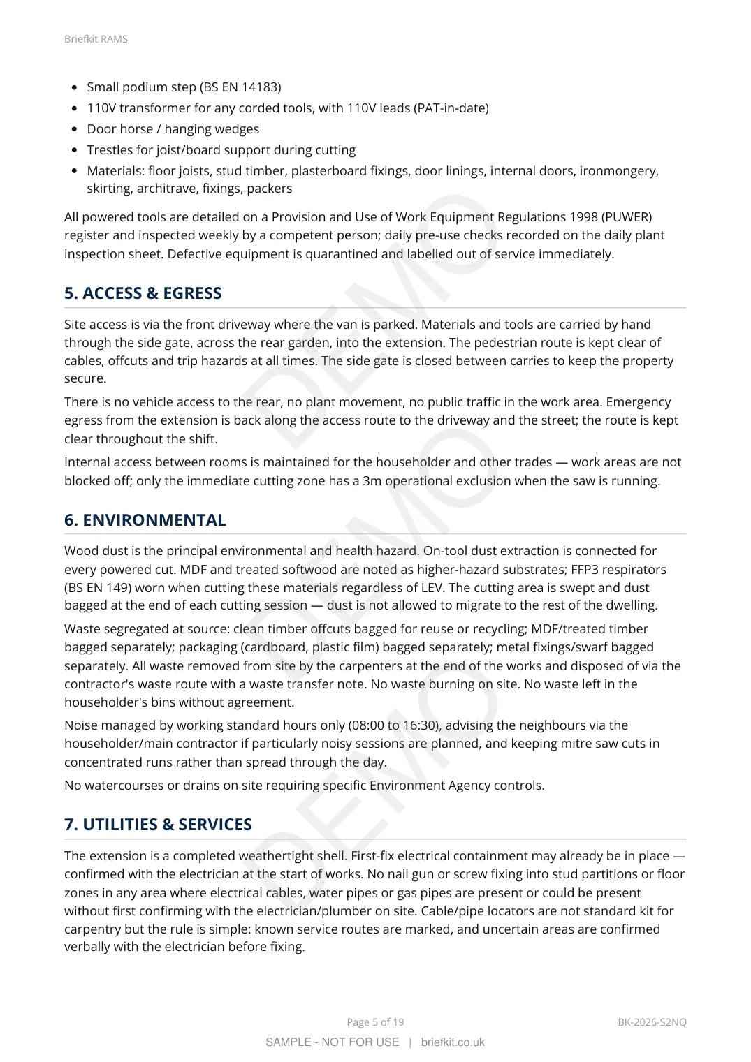 Sample RAMS page 5 of 19 (watermarked DEMO)